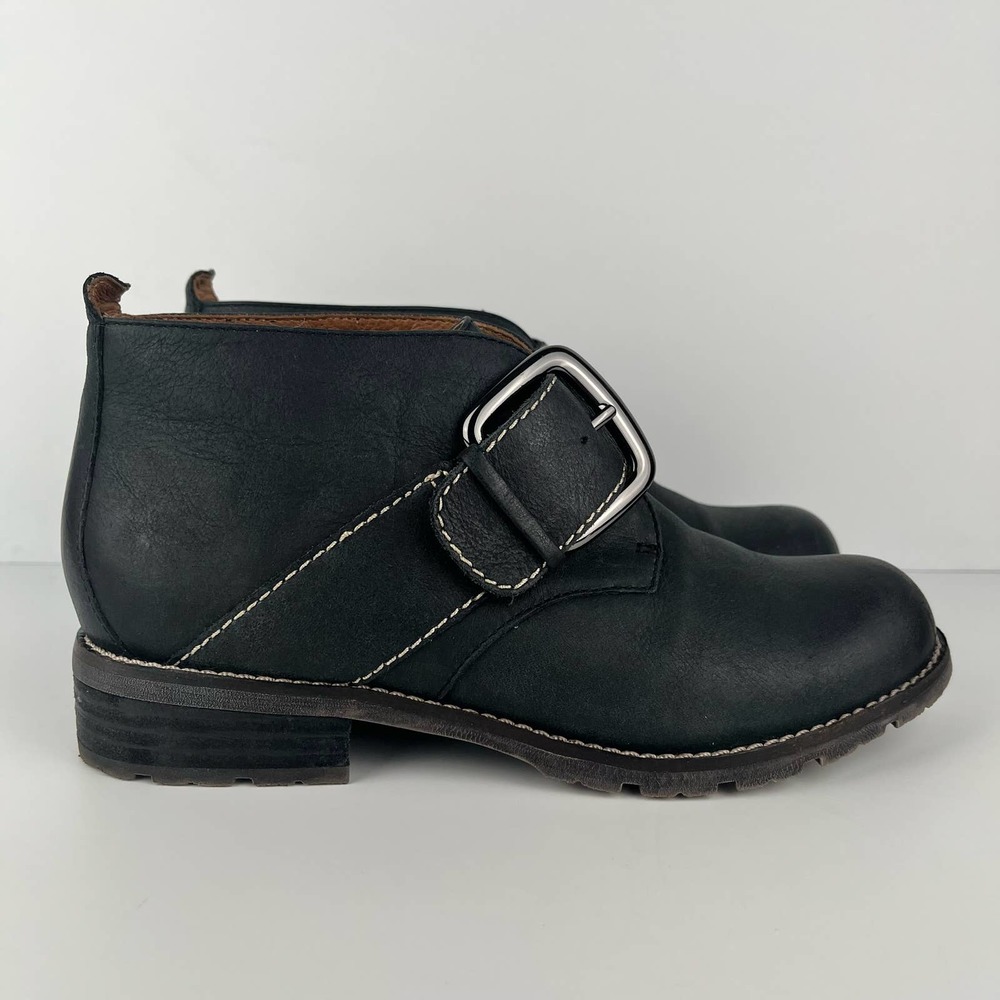 Sofft Western Ankle Boot Navy Leather Bootie Buckle Boho Blue Womens Size 7